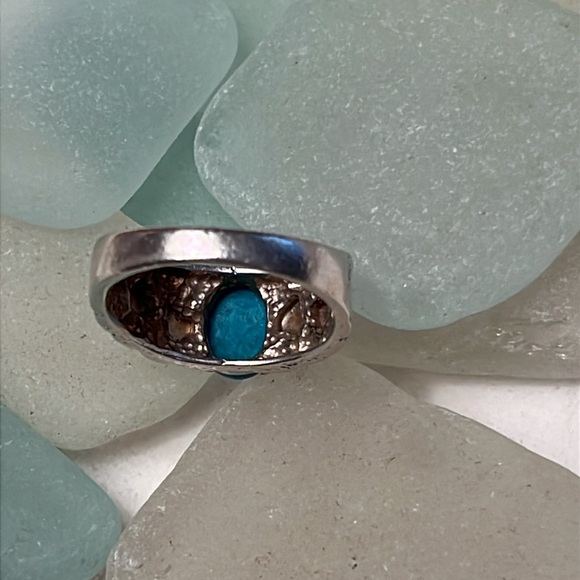 Turquoise 12K and 925 Leaf Ring - Picture 6 of 13